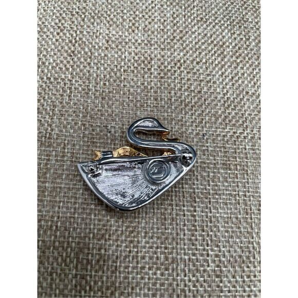 Vintage Brooch Swarovski Logo Swan Rhodium plated Swarovski Pave Crystals - Picture 4 of 8